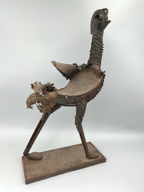 Sculpture Longues Pattes by Léon Masson metal rooster 1970