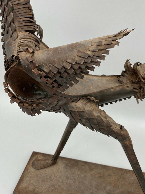 Sculpture Longues Pattes by Léon Masson metal rooster 1970