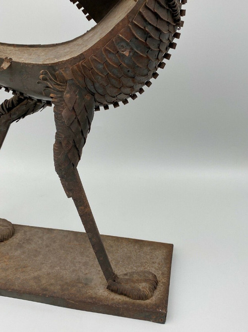 Sculpture Longues Pattes by Léon Masson metal rooster 1970