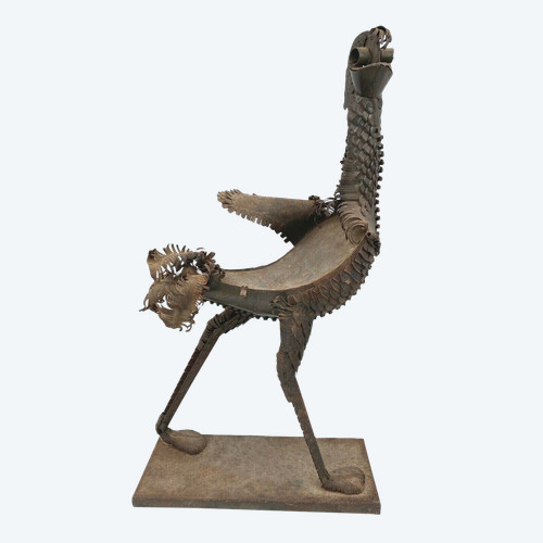 Sculpture Longues Pattes by Léon Masson metal rooster 1970