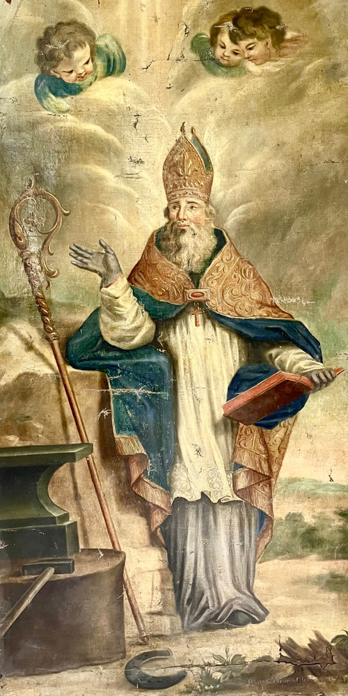 Großes religiöses Gemälde der Kirche Saint Éloi aus dem 18. Jahrhundert