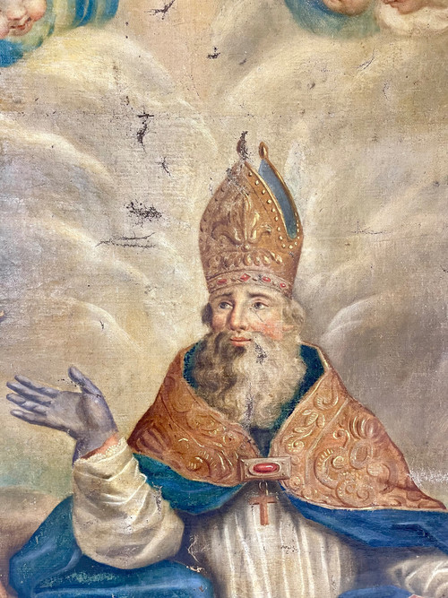 Großes religiöses Gemälde der Kirche Saint Éloi aus dem 18. Jahrhundert