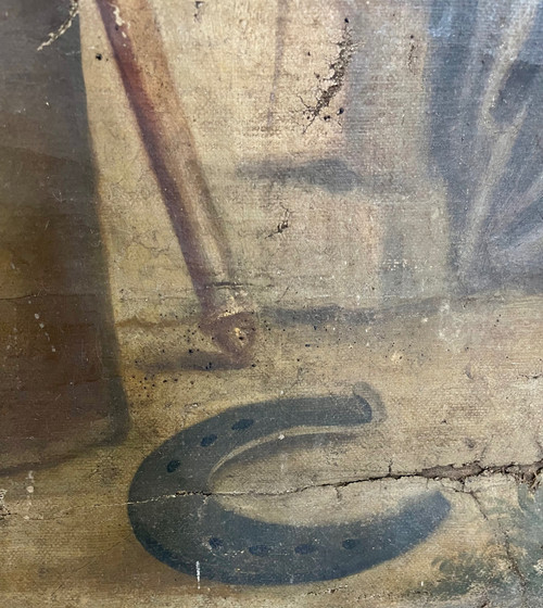 Großes religiöses Gemälde der Kirche Saint Éloi aus dem 18. Jahrhundert