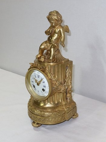 Gilded bronze clock, Louis XVI style, Napoleon III period - Mid 19th century