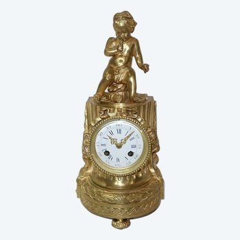 Gilded bronze clock, Louis XVI style, Napoleon III period - Mid 19th century