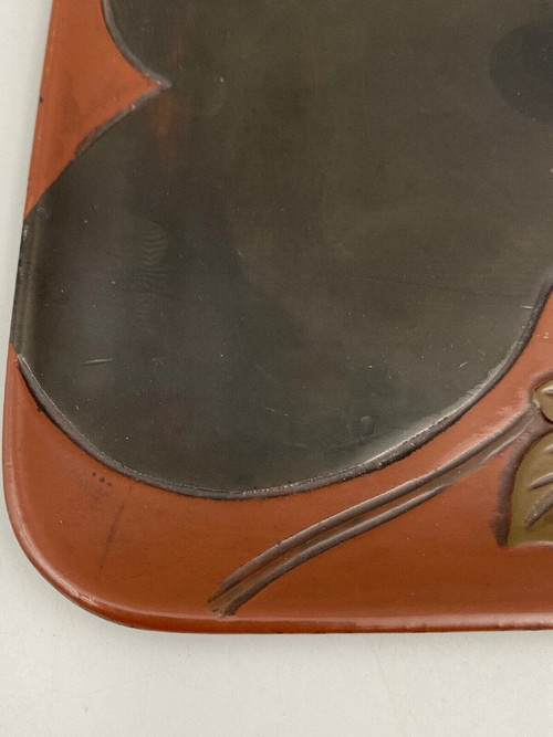Japanese lacquer presentation tray, floral decor 20th century