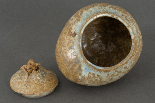Bonbonnière pot couvert Bode Willumsen grès forme d'œuf nid d'oiseau