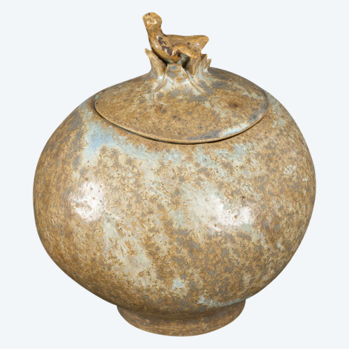 Bonbonnière pot couvert Bode Willumsen grès forme d'œuf nid d'oiseau