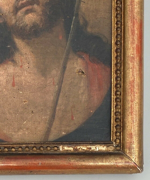 Oil on canvas representing Christ imploring End of 19th century Pearl frame