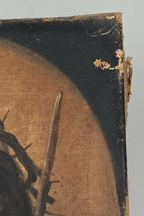 Oil on canvas representing Christ imploring End of 19th century Pearl frame