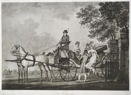 Etching Carriage 19th c Engraving Old Print