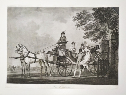 Etching Carriage 19th c Engraving Old Print