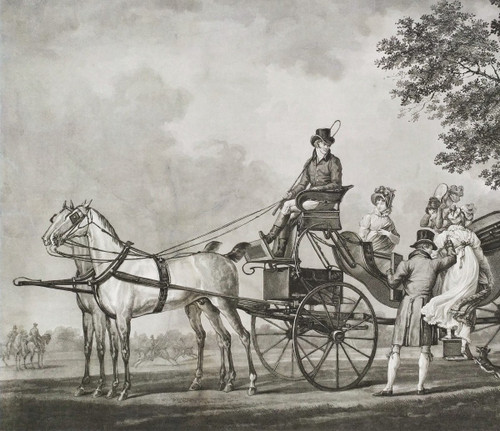 Etching Carriage 19th c Engraving Old Print