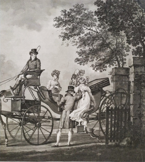 Etching Carriage 19th c Engraving Old Print