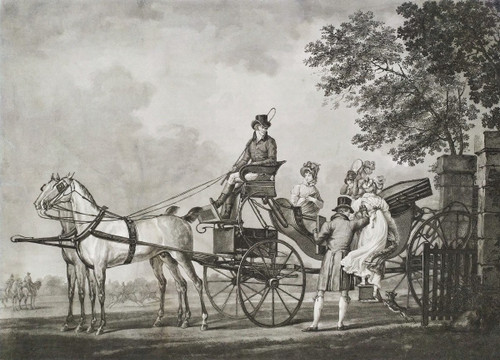 Etching Carriage 19th c Engraving Old Print