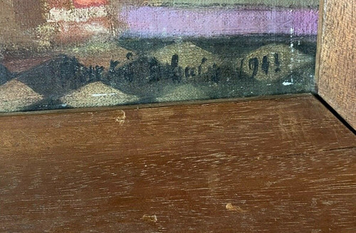 Öl auf Leinwand von Martin Dobuin 1941 Kircheninneres Double Face