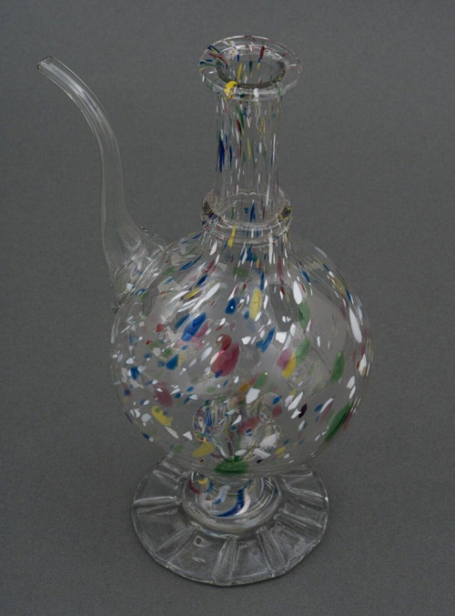 18th century blown glass decanter Color inlays Shower base