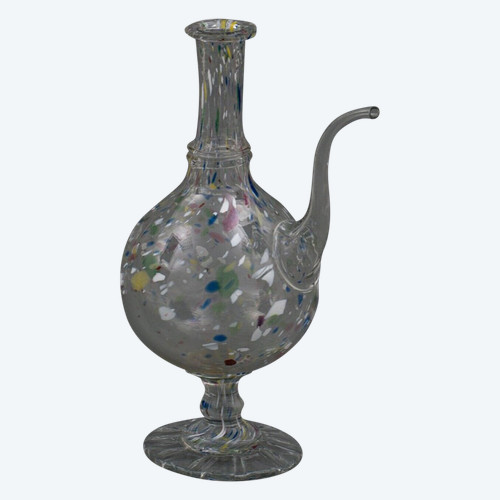 18th century blown glass decanter Color inlays Shower base