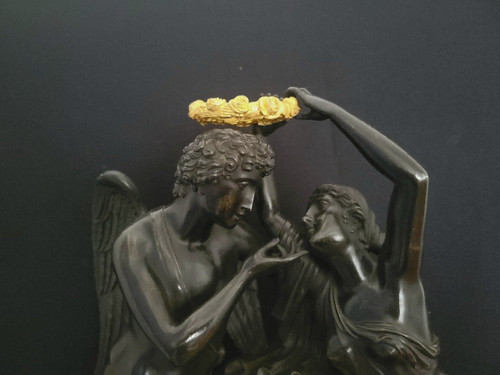 pendulum "the coronation of love" after the sculpture by Claude Michallon. Empire period
