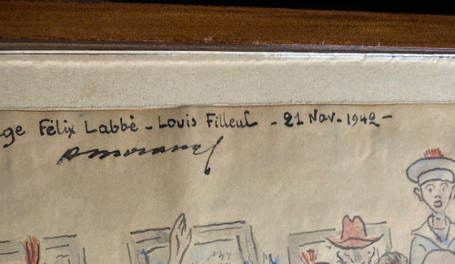 Watercolor on caricature paper Abel Moranas Opening Félix Labbé 1942