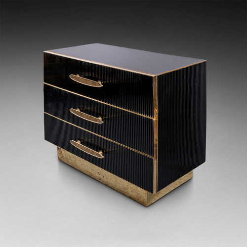Commode noire en verre Murano, XXe siècle 