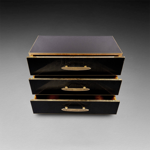 Commode noire en verre Murano, XXe siècle 