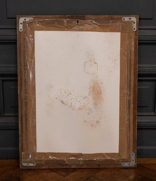 Charcoal drawing red chalk Discobolus Fine Arts pitch pine frame 1930