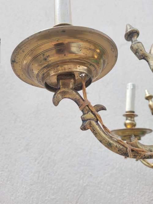 Lampadario Modello Olandese In Bronzo, XIX Secolo