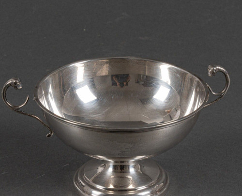 Silver Wedding Cup on Foot Shower Animal Heads Sockets