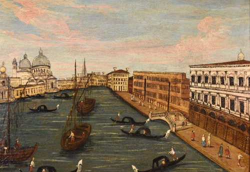 Peintre Védutiste Du 18e Siècle, Vue De Venise Avec Le Grand Canal