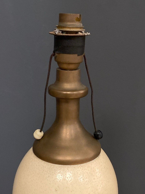 Lampada del 1970 in uovo di struzzo e bronzo su base per doccia