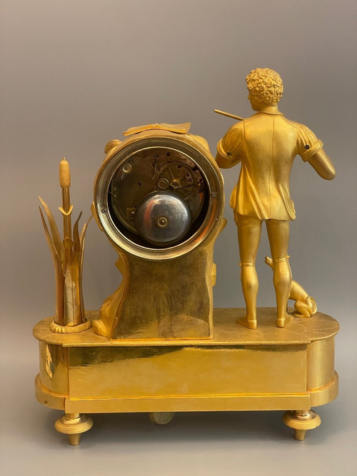 The Pied Piper and his Dog" Gilt Bronze Clock