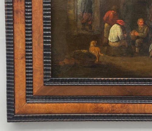 Huile sur panneau scène d'intérieur hollandais école flamande