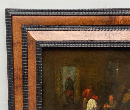 Huile sur panneau scène d'intérieur hollandais école flamande