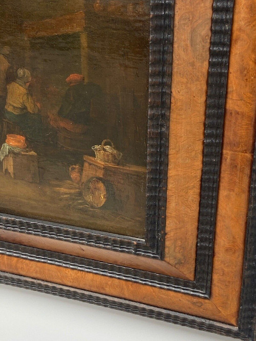 Huile sur panneau scène d'intérieur hollandais école flamande