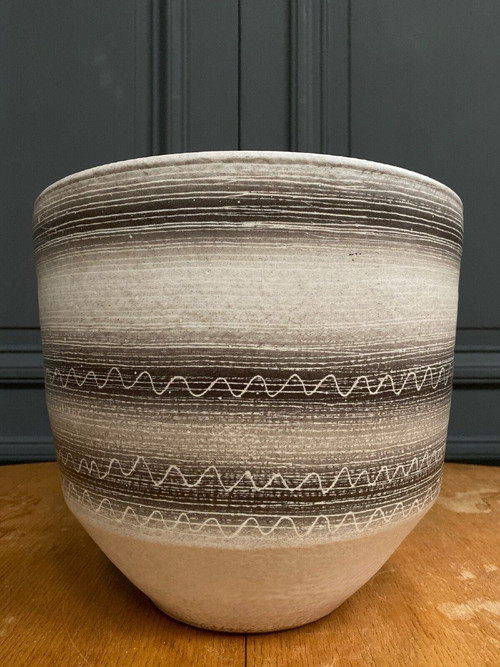 Large ceramic planter 1960 by Jean Austruy 20th century