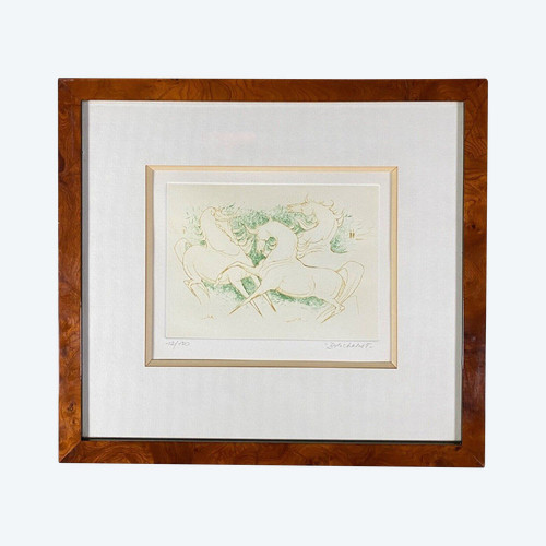 Lithografie von Paul de Chabot Pferde, die sich aufbäumen 12/150 XX.