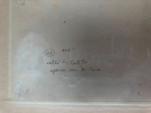Acquerello paesaggio esotico Valle dei Califfi scorcio del Cairo