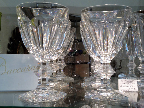 6 Harcourt crystal wine glasses signed BACCARAT in their box from the early 60s (advertisement no. 1)