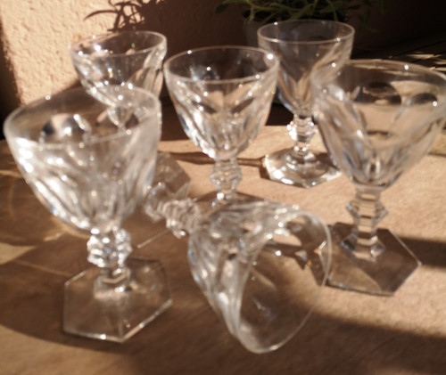 6 Harcourt crystal wine glasses signed BACCARAT in their box from the early 60s (advertisement no. 1)