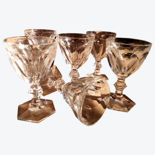 6 Harcourt crystal wine glasses signed BACCARAT in their box from the early 60s (advertisement no. 1)