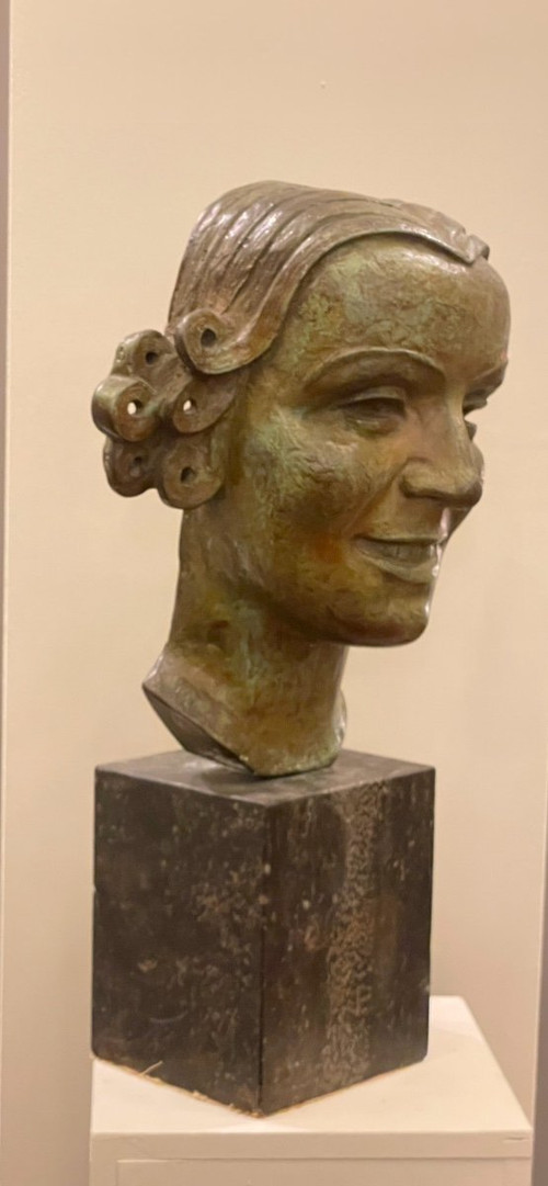 « la Jeune Sportive « Sculpture En Bronze Louis Van Cutsem