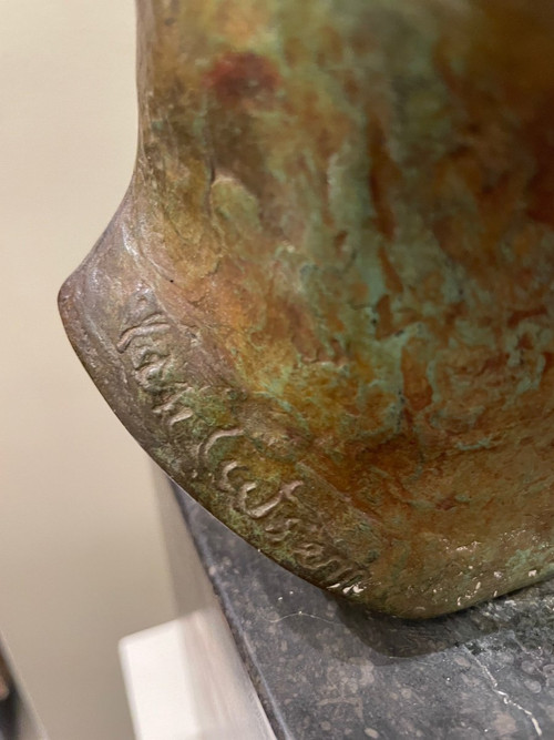 « la Jeune Sportive « Sculpture En Bronze Louis Van Cutsem