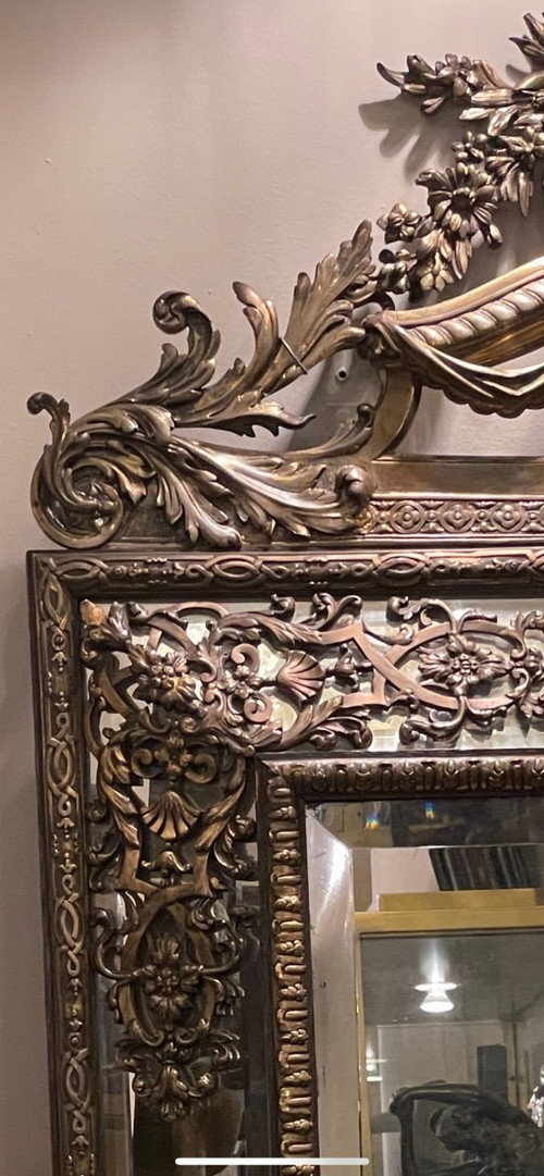 Grande specchio in bronzo in stile Luigi XVI