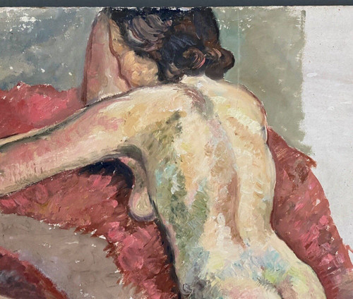 Ritratto di donne nude sdraiate laboratorio di Guillot Rafaillac olio del XX secolo