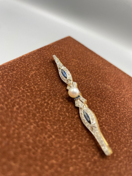 Art Deco Brillanten Und Saphire Spange