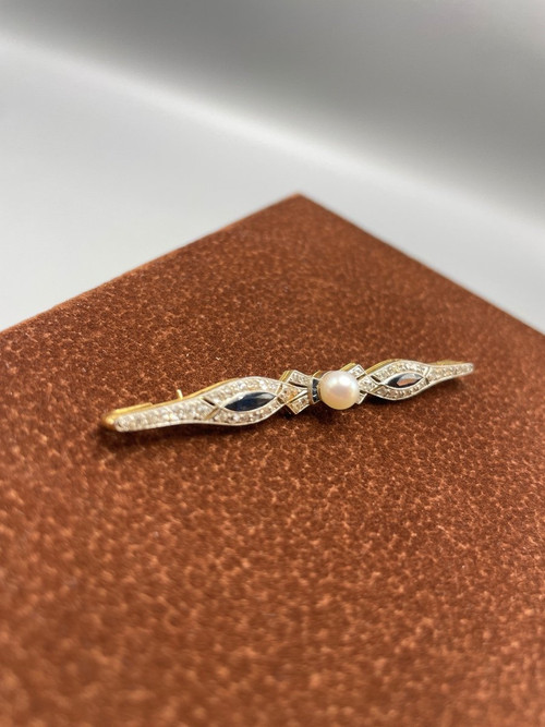 Art Deco Brillanten Und Saphire Spange