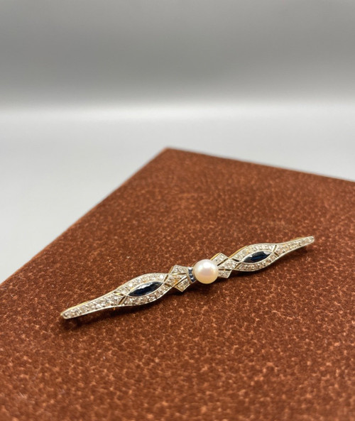 Art Deco Brillanten Und Saphire Spange