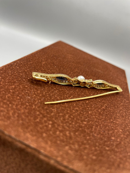 Art Deco Brillanten Und Saphire Spange