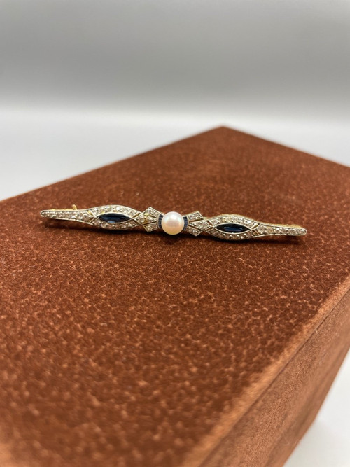 Art Deco Brillanten Und Saphire Spange